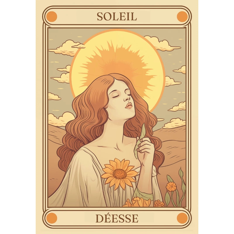 Affiche Carte de Tarot Soleil sur fond blanc