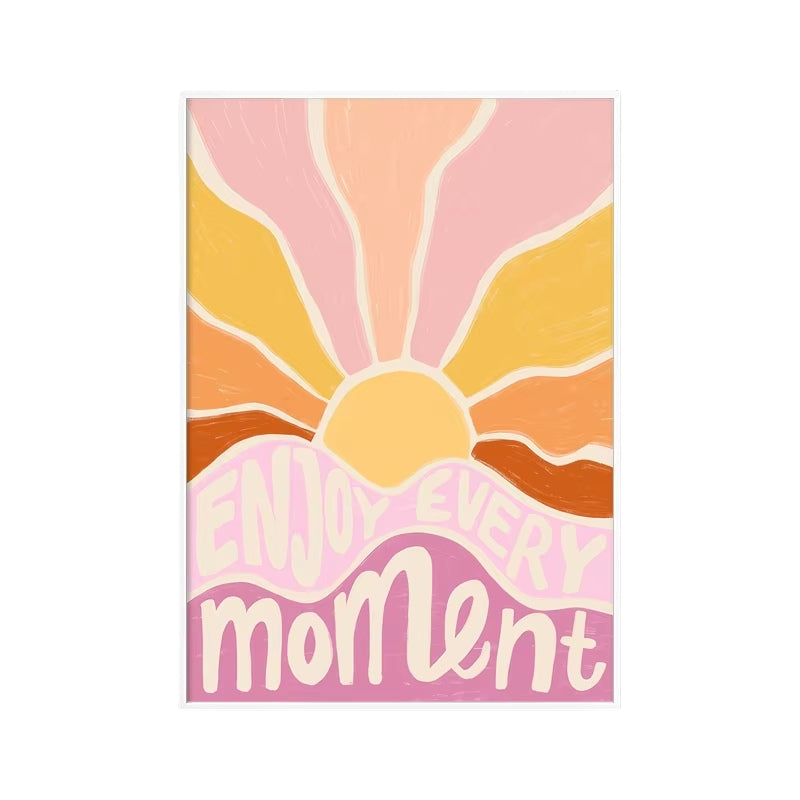 Affiche Enjoy Every Moment Soleil sur fond blanc