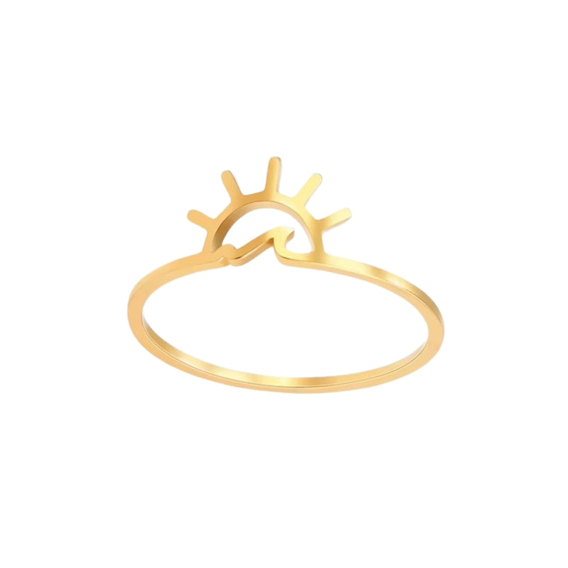 Bague Acier Inoxydable Soleil et Mer sur fond blanc