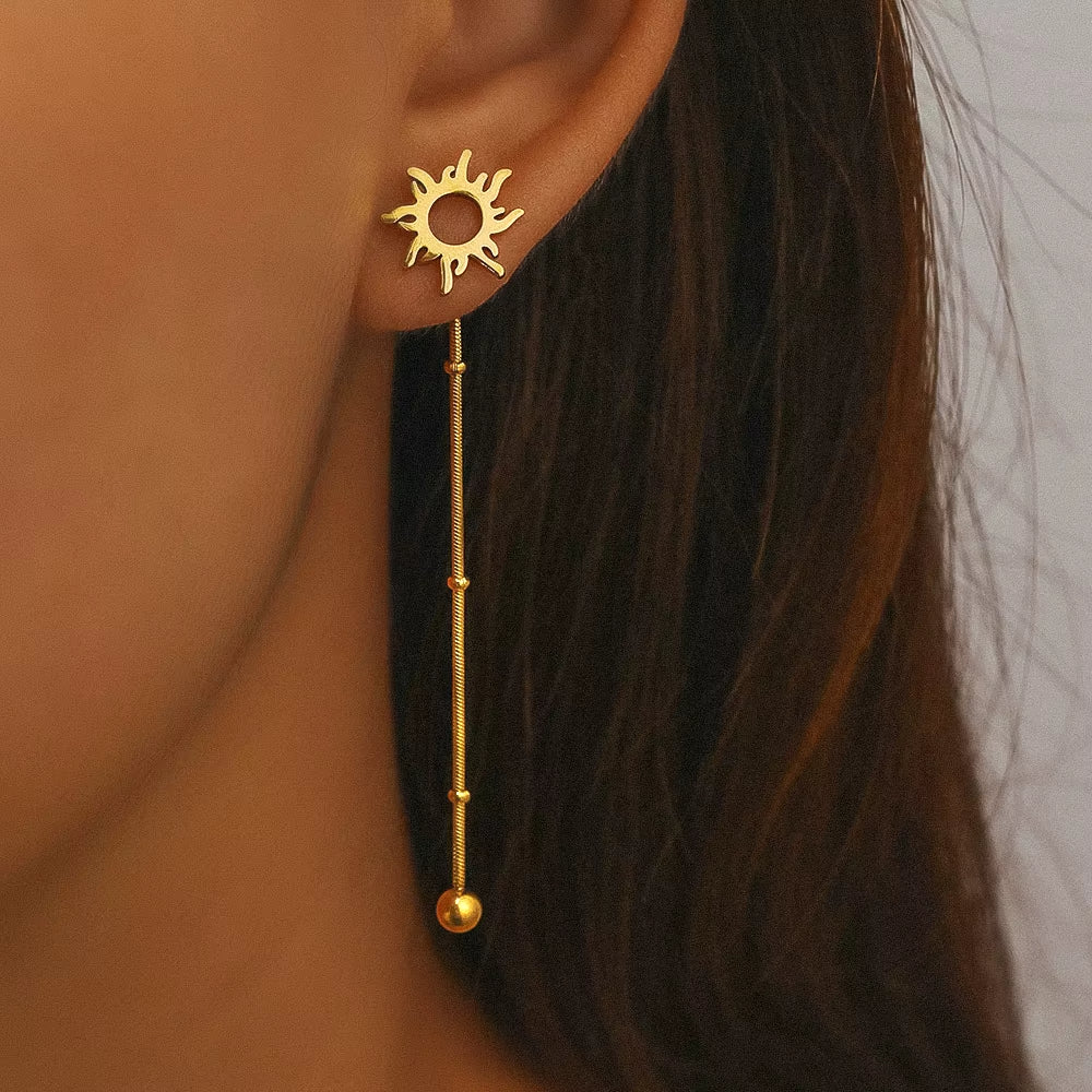 Boucles d'Oreilles Pendantes Soleil