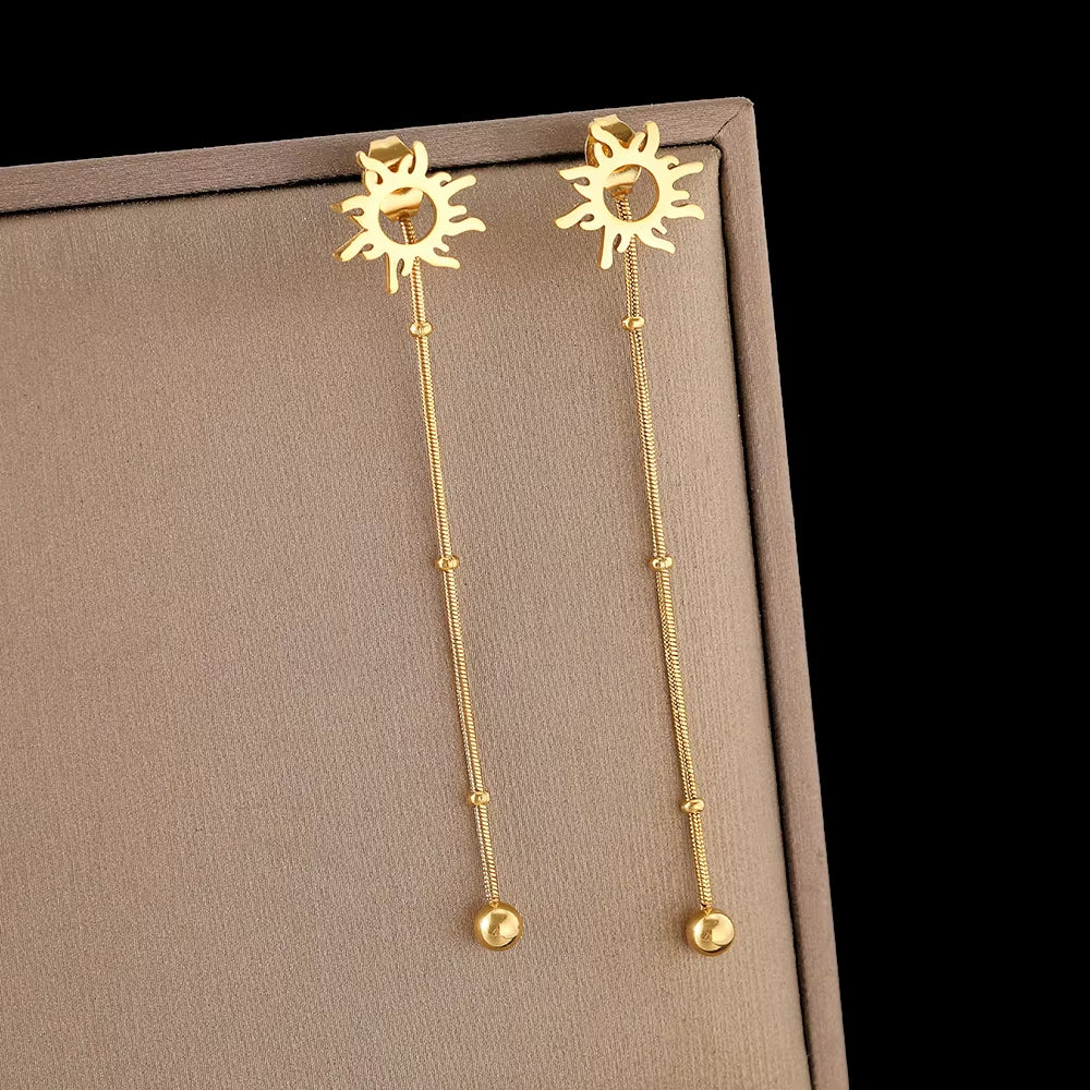 Boucles d'Oreilles Pendantes Soleil