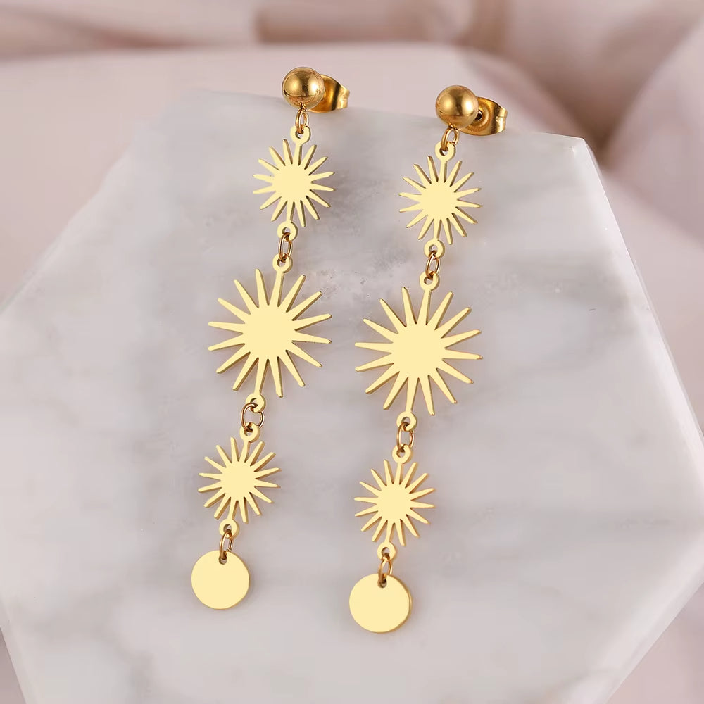 Boucles d'Oreilles Soleil Longues