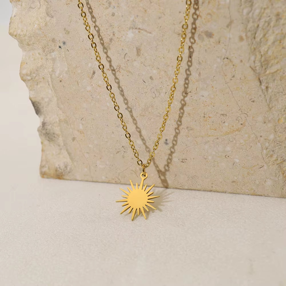 Collier Acier Inoxydable Pendentif Soleil