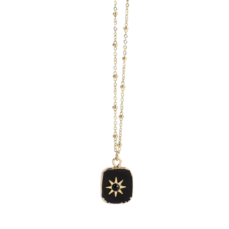 Collier Acier Inoxydable Pierre Semi Précieuse Soleil