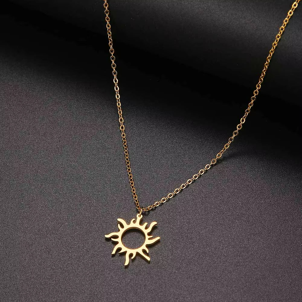 Collier Acier Inoxydable Simple Soleil