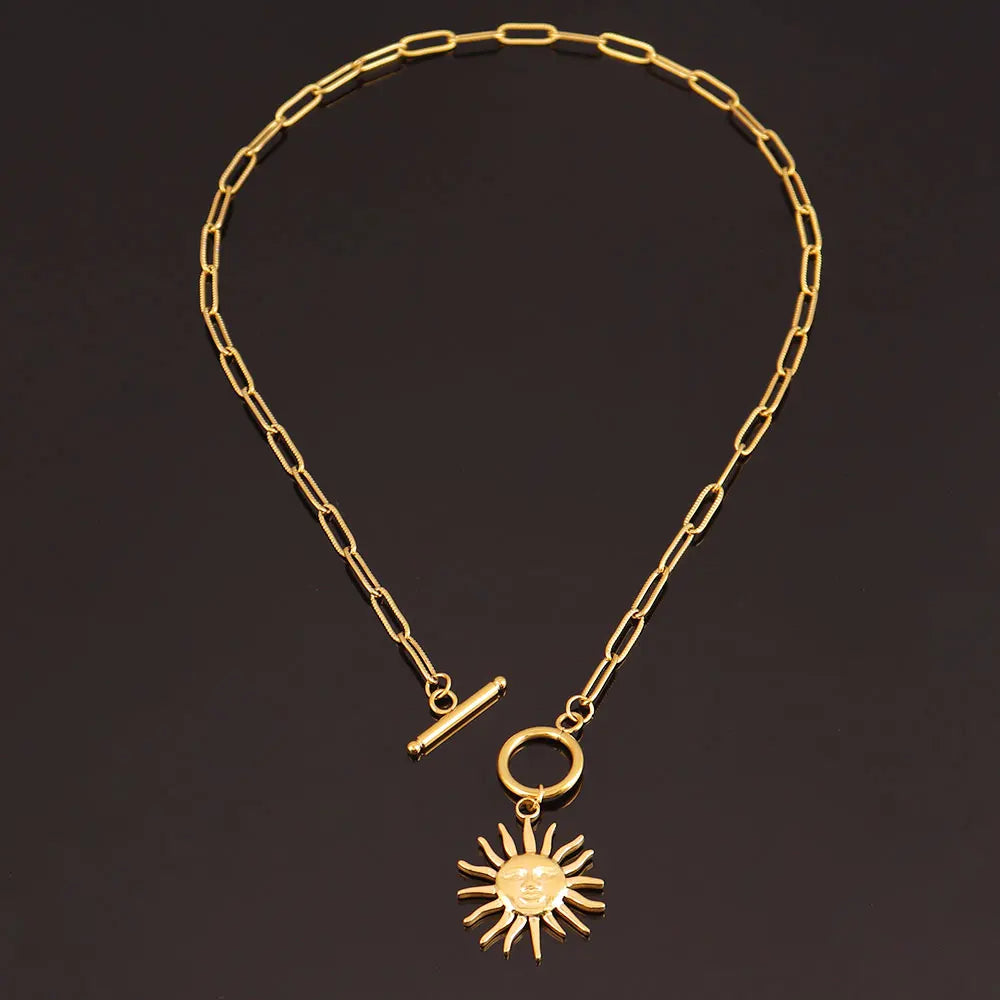 Collier Chaîne Acier Inoxydable Soleil