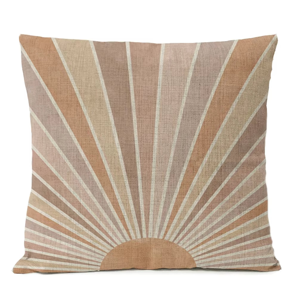 Housse de Coussin en Lin Rayon du Soleil sur fond blanc