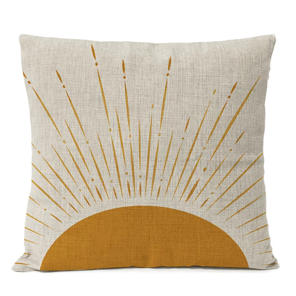 Housse de Coussin Soleil Éclatant sur fond blanc