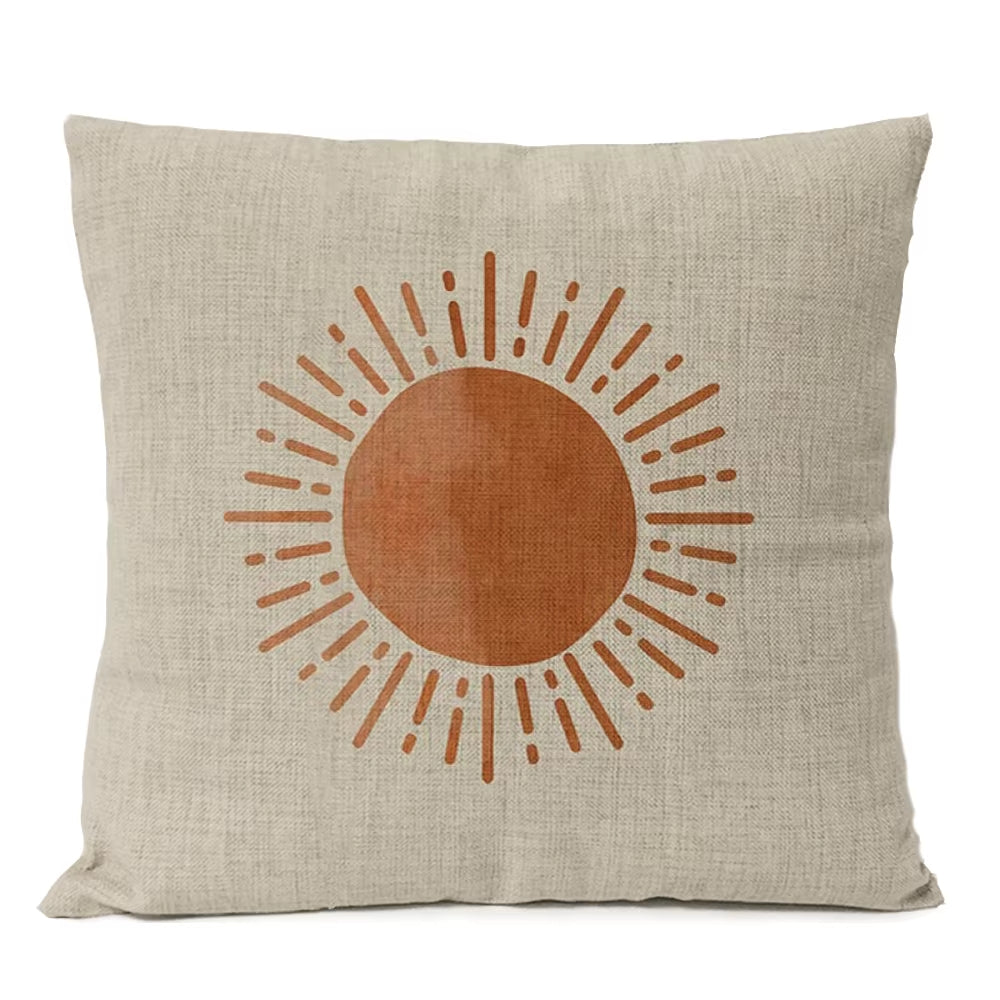 Housse de Coussin Soleil en Lin sur fond blanc