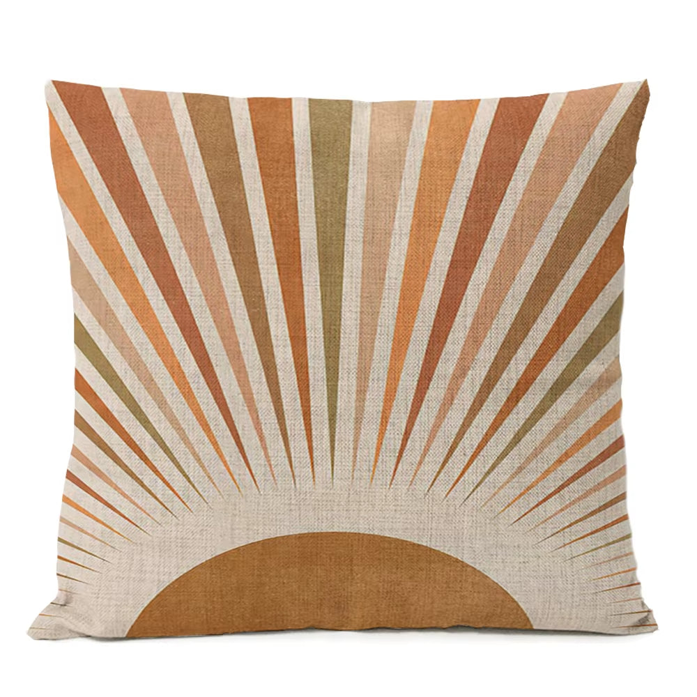 Housse de Coussin Vintage Soleil sur fond blanc