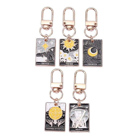 Lot de Porte-Clé Tarot Soleil en Email sur fond blanc