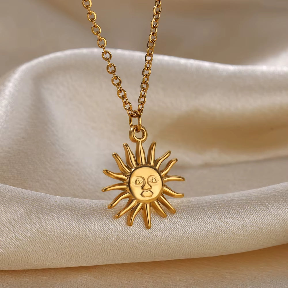 Pendentif Soleil Visage Acier Inoxydable