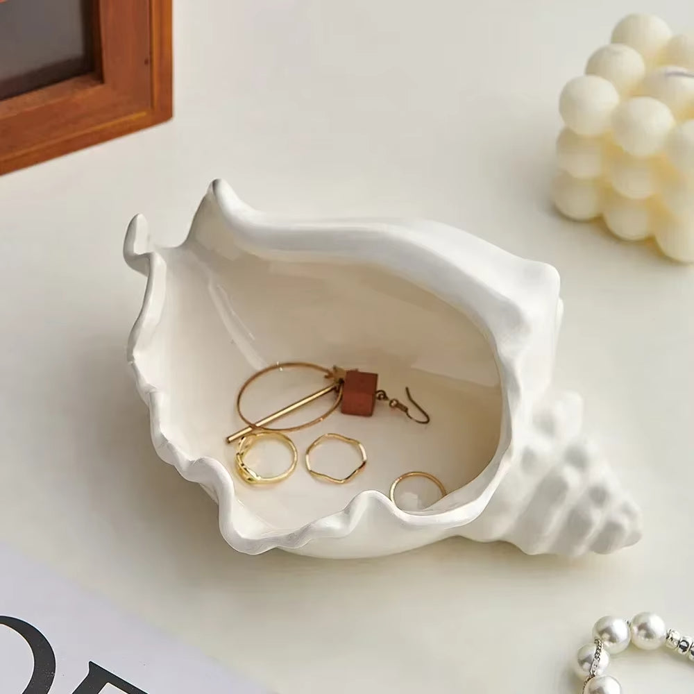 Plat à Bijoux Céramique en Forme de Coquillage