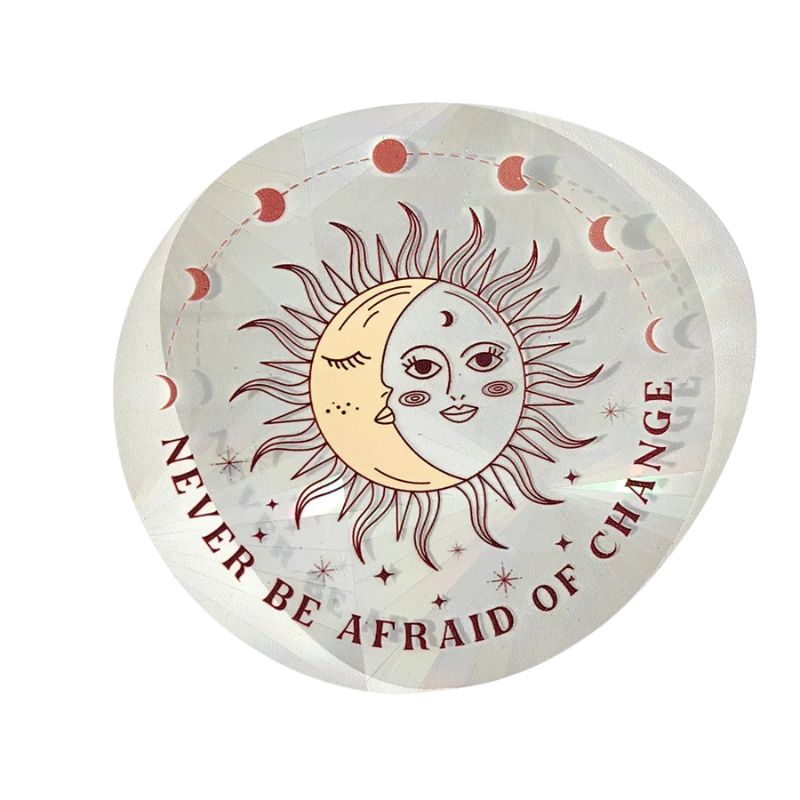 Stickers Suncatcher Lune Soleil sur fond blanc