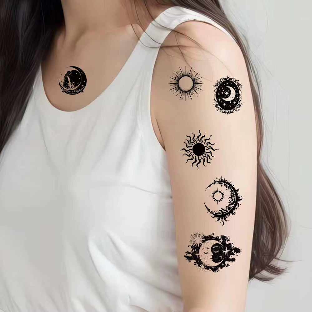 Tatouage Éphèmére Soleil et Lune